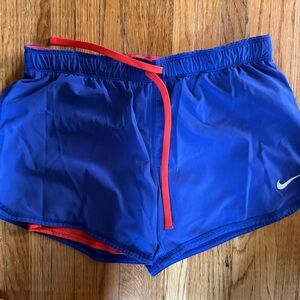 Nike Dri-fit Blue and Neon Orange Shorts. Size medium